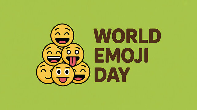 Pile of happy yellow emojis with World Emoji Day text