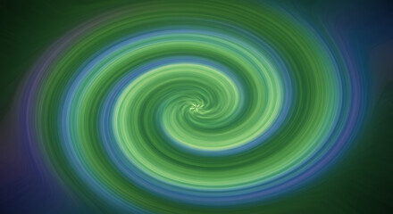 Wall Mural - digital illustration of a concentric spiral radiating with gradients of green, blue, and purple.