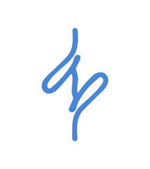 Poster - Blue Abstract Line Art Shape Icon on White