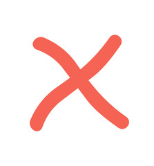 Poster - Coral Red Cross Mark Icon on White Background