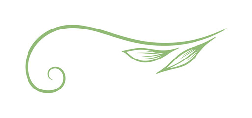 Poster - Decorative Green Branch with Leaves, Vector Element