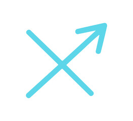 Poster - Sagittarius Zodiac Sign Icon Vector Light Blue