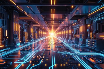 Poster - Luminous Abstract Circuit Artistry Integrating Diverse Technological Themes for a Visionary Tech Environment
