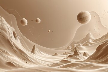 Poster - Ethereal Beige Background with Drifting Shapes and a Next-Gen Technology Theme in Vector Design