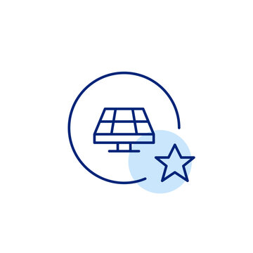 Solar battery in a circle. Clean energy generation. Star for favorite award winning VIP service. Pixel perfect, editable stroke vector icon