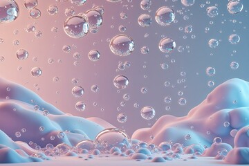 Poster - Soft Pastel Background with Cascading Bubbles for Modern Technology Exploration