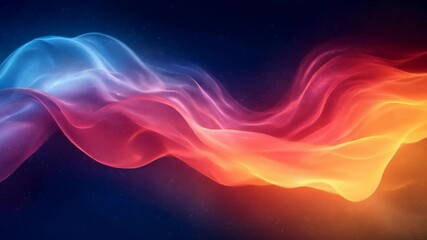 Poster - Colorful abstract wave with blue and orange gradient, smooth flowing lines, glowing light, dynamic energy, vibrant digital art, futuristic background, creative modern design, cosmic texture