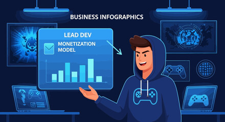 Poster - Infographic Template For Video Game Industry Startup Business Presentation