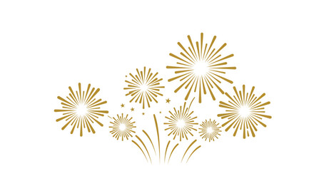 Poster - Golden fireworks display against a pristine white backdrop for festive celebrations