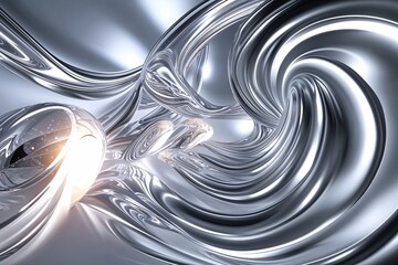 Poster - Elegant Silver Background with Glowing Energy Orbs and Innovative Technology Flow