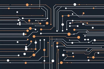 Poster - Modern Abstract Circuit Design Featuring Lines and Dots for Technology Interfaces and Network Connectivity Solutions