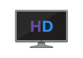 Poster - Gray Television with HD Letters on Black Background for Mockup Display