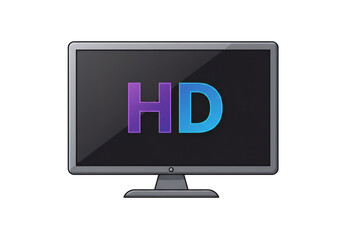 Poster - Gray Monitor Displaying Purple and Blue HD on a Transparent Background