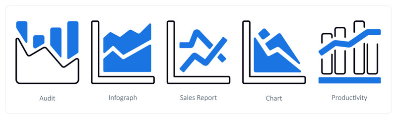 Wall Mural - a set of 5 mix icons as audit, infograph, sales report