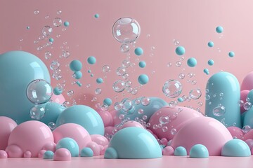 Poster - Soft Pastel Background with Floating Bubbles for Innovative Technology Discovery