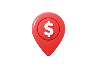 Poster - Red Dollar Sign Location Pin on Transparent Background Business and Financial Concept