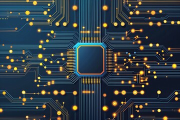 Poster - group of unique digital circuits and cutting-edge technology design elements in abstract vector grap