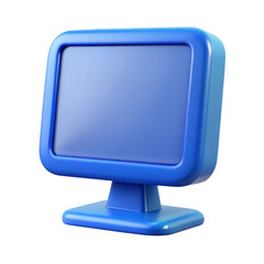 Poster - 3d render of a blue computer monitor isolated on a black background for digital design