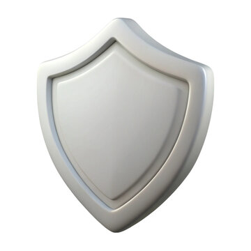 3d rendered glossy white shield isolated on a black background for protection and security