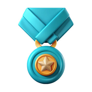3d rendered medal with a star inside, representing achievement and recognition on black