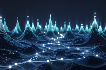 Poster - Innovative Data Visualization Techniques with Bright Nodes and Pathways on Dark Background