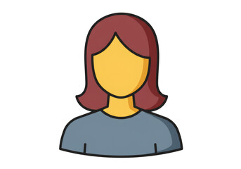 Leinwandbilder - Woman Avatar with Shoulder Length Auburn Hair and Blue Gray Shirt on Transparent