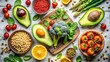 © Nipa - Fresh assortment of healthy vegetables and fruits arranged on a wooden surface