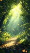 © Konikon Graphic - Walking Path Through Forest with Sunlight and Butterflies