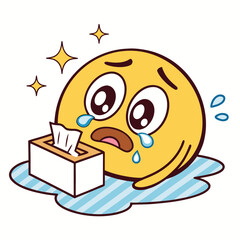 Poster - illustration of cartoon character sad reaction, sad cartoon, upset cartoon face