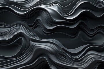Poster - Charcoal Black Background with Fluid Wave Patterns for Advanced Technology Innovation