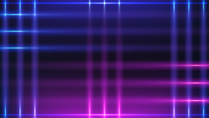 Poster - futuristic abstract technology background with glowing blue and pink grid lines in a digital neon style on dark backdrop for sci fi cyber concept design and tech presentation