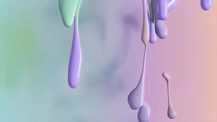 Poster - Dripping pastel paint on iridescent background