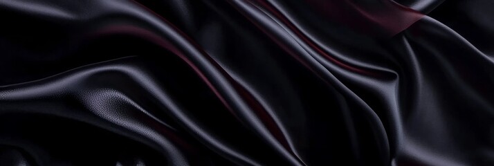 Poster - Luxurious Abstract Deep Velvet Texture Surface with Dark Black Satin Fabric and Smooth Rich Drape