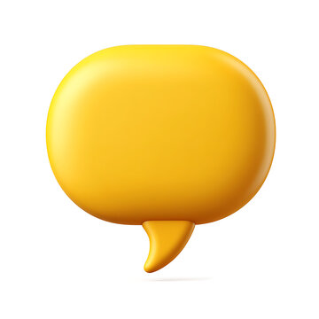3D Yellow Speech Bubble Illustration, Communication, and Design Element