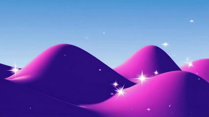 Poster - Sparkling stars falling on purple hills landscape