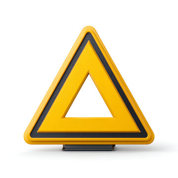 High-Resolution 3D Render of a Yellow Triangle Warning Sign Safety, Caution, and Alert Symbol
