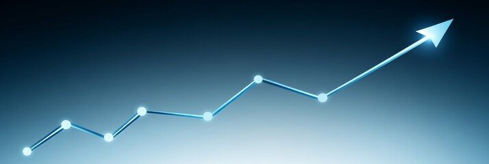 Poster - Dynamic Growth Visualization Ascending Trend Line Chart with Glowing Effects on Gradient Background