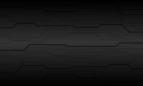 Abstract black circuit cyber direction on grey metallic design modern futuristic technology background vector