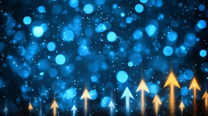 Poster - Dynamic Upward Trend Background with Glowing Circles and Shining Arrows Representing Positive Change