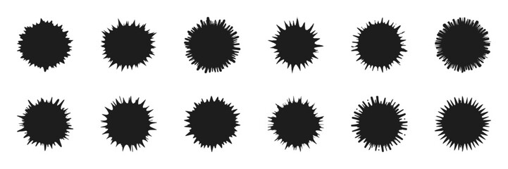 Poster - Abstract Black Ink Splatter Shapes Set. Creative Design Elements For Artistic Projects Collection. Isolated Vector Illustration