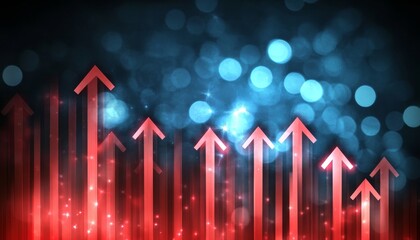 Poster - Vision with Red Graphical Darts Illustrating Trend Forecast Ascending to Create an Abstract Chart