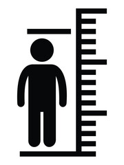 Fototapete - Height icon, vector with person. Simple scale tall human height icon silhouette symbol website logo design. Flat style art design isolated on white background. Vector illustration.
