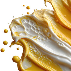 Poster - Swirls of yellow and white cream create an enticing abstract texture on a bright background