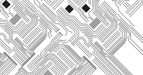 Poster - Circuit board technology information pattern concept background. Circuit board background. Technological concept design, light background, space for text, copy space.