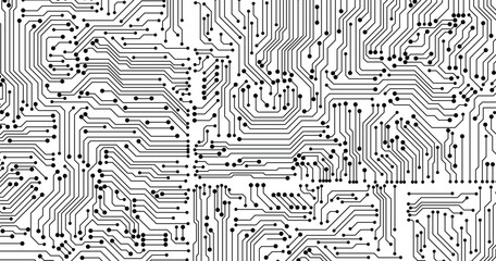 Poster - Seamless digital technology background with white backdrop. 
