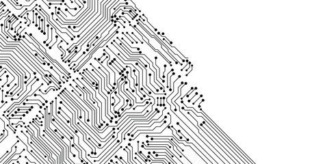 Poster - A grey circuit line technology pattern on white background. Vector abstract technology on white background.