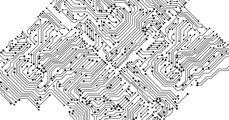 Poster - A grey circuit line technology pattern on white background. Vector abstract technology on white background.