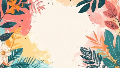 Poster - Vibrant floral frame design digital art abstract composition colorful background nature inspiration eye-catching visuals