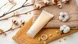 © Володимир Виповський - Soft cotton towels and cream arranged with delicate cotton blossoms in a calming spa setting