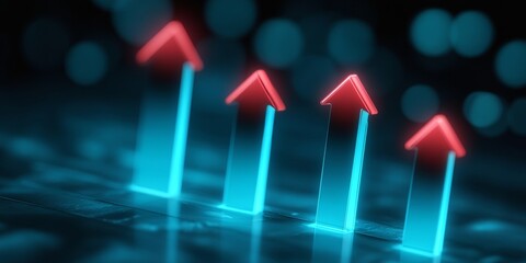 Poster - Abstract Digital Financial Background with 3D Upward Arrows Representing Growth and Success